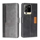 For vivo S15 5G Contrast Color Side Buckle Leather Phone Case(Black + Grey) - 1