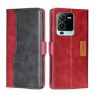 For vivo S15 Pro 5G Contrast Color Side Buckle Leather Phone Case(Red + Black) - 1