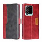 For vivo S15 Pro 5G Contrast Color Side Buckle Leather Phone Case(Purple + Rose Red) - 1