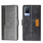 For vivo V21 4G/V21 5G Contrast Color Side Buckle Leather Phone Case(Black + Grey) - 1