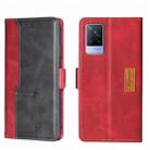 For vivo V21 4G/V21 5G Contrast Color Side Buckle Leather Phone Case(Red + Black) - 1