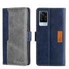 For vivo X60 Pro Global/X60 Curved Screen Contrast Color Side Buckle Leather Phone Case(Blue + Grey) - 1
