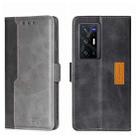 For vivo X70 Pro+ Contrast Color Side Buckle Leather Phone Case(Black + Grey) - 1