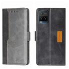 For vivo Y21/Y21S/Y33S Contrast Color Side Buckle Leather Phone Case(Black + Grey) - 1