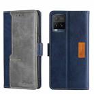 For vivo Y21/Y21S/Y33S Contrast Color Side Buckle Leather Phone Case(Blue + Grey) - 1