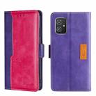 For Asus ZenFone 8 ZS590KS Contrast Color Side Buckle Leather Phone Case(Purple + Rose Red) - 1