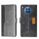 For Huawei Nova 8i Contrast Color Side Buckle Leather Phone Case(Black + Grey) - 1