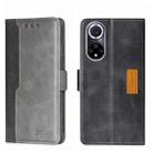 For Huawei Nova 9 Contrast Color Side Buckle Leather Phone Case(Black + Grey) - 1