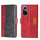 For Huawei Nova 9 Contrast Color Side Buckle Leather Phone Case(Red + Black) - 1