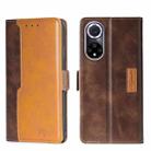 For Huawei Nova 9 Contrast Color Side Buckle Leather Phone Case(Dark Brown + Gold) - 1