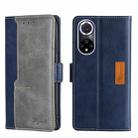 For Huawei Nova 9 Contrast Color Side Buckle Leather Phone Case(Blue + Grey) - 1