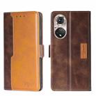 For Honor 50 Pro Contrast Color Side Buckle Leather Phone Case(Dark Brown + Gold) - 1