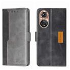 For Honor 50 Contrast Color Side Buckle Leather Phone Case(Black + Grey) - 1