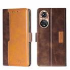 For Honor 50 Contrast Color Side Buckle Leather Phone Case(Dark Brown + Gold) - 1