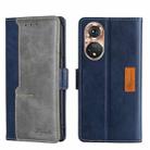 For Honor 50 Contrast Color Side Buckle Leather Phone Case(Blue + Grey) - 1