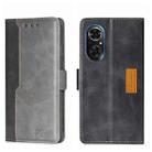 For Honor 50 SE Contrast Color Side Buckle Leather Phone Case(Black + Grey) - 1