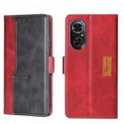 For Honor 50 SE Contrast Color Side Buckle Leather Phone Case(Red + Black) - 1