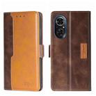 For Honor 50 SE Contrast Color Side Buckle Leather Phone Case(Dark Brown + Gold) - 1