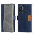 For Honor 50 SE Contrast Color Side Buckle Leather Phone Case(Blue + Grey) - 1