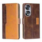 For Honor 70 Contrast Color Side Buckle Leather Phone Case(Dark Brown + Gold) - 1