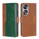 For Honor 70 Contrast Color Side Buckle Leather Phone Case(Light Brown + Green) - 1