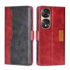 For Honor 70 Pro/70 Pro+ Contrast Color Side Buckle Leather Phone Case(Red + Black) - 1