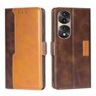 For Honor 70 Pro/70 Pro+ Contrast Color Side Buckle Leather Phone Case(Dark Brown + Gold) - 1