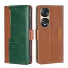 For Honor 70 Pro/70 Pro+ Contrast Color Side Buckle Leather Phone Case(Light Brown + Green) - 1