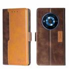 For Honor Magic3 Contrast Color Side Buckle Leather Phone Case(Dark Brown + Gold) - 1