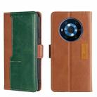 For Honor Magic3 Contrast Color Side Buckle Leather Phone Case(Light Brown + Green) - 1