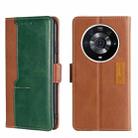 For Honor Magic3 Pro Contrast Color Side Buckle Leather Phone Case(Light Brown + Green) - 1