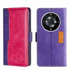 For Honor Magic3 Pro Contrast Color Side Buckle Leather Phone Case(Purple + Rose Red) - 1