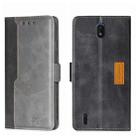 For Nokia C01 Plus/C1 2nd Editon Contrast Color Side Buckle Leather Phone Case(Black + Grey) - 1