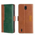 For Nokia C01 Plus/C1 2nd Editon Contrast Color Side Buckle Leather Phone Case(Light Brown + Green) - 1