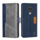 For Nokia C21 Contrast Color Side Buckle Leather Phone Case(Blue + Grey) - 1