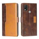 For Nokia C21 Plus Contrast Color Side Buckle Leather Phone Case(Dark Brown + Gold) - 1