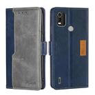 For Nokia C21 Plus Contrast Color Side Buckle Leather Phone Case(Blue + Grey) - 1