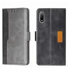 For Sony Xperia ACE II Contrast Color Side Buckle Leather Phone Case(Black + Grey) - 1