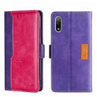 For Sony Xperia ACE II Contrast Color Side Buckle Leather Phone Case(Purple + Rose Red) - 1