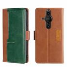 For Sony Xperia Pro-I Contrast Color Side Buckle Leather Phone Case(Light Brown + Green) - 1