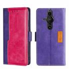 For Sony Xperia Pro-I Contrast Color Side Buckle Leather Phone Case(Purple + Rose Red) - 1