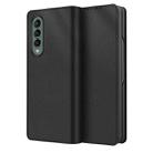 For Samsung Galaxy Z Fold4 Split Type Horizontal Flip Foldable Leather Phone Case(Plain Black) - 1