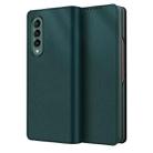 For Samsung Galaxy Z Fold4 Split Type Horizontal Flip Foldable Leather Phone Case(Plain Green) - 1