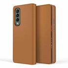 For Samsung Galaxy Z Fold4 Split Type Horizontal Flip Foldable Leather Phone Case(Fiber Brown) - 1