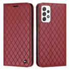 For Samsung Galaxy A73 5G S11 RFID Diamond Lattice Flip Leather Phone Case(Red) - 1