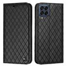 For Samsung Galaxy M33 5G S11 RFID Diamond Lattice Flip Leather Phone Case(Black) - 1