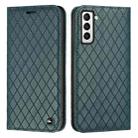 For Samsung Galaxy S21 5G S11 RFID Diamond Lattice Flip Leather Phone Case(Green) - 1