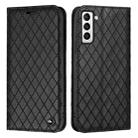 For Samsung Galaxy S21 5G S11 RFID Diamond Lattice Flip Leather Phone Case(Black) - 1