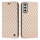 For Samsung Galaxy S21 FE 5G S11 RFID Diamond Lattice Flip Leather Phone Case(Light Pink) - 1