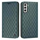 For Samsung Galaxy S21 Plus 5G S11 RFID Diamond Lattice Flip Leather Phone Case(Green) - 1